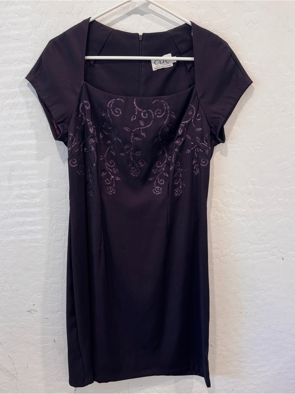 Y2K CDC Caren Desiree Company Purple Dress Womens 10 Metallic Embellished Vtg